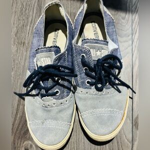 Converse All Stars Dainty Brogue blue denim suede scalloped grunge low preppy 9